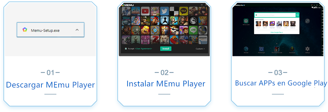 Tres pasos para jugar.