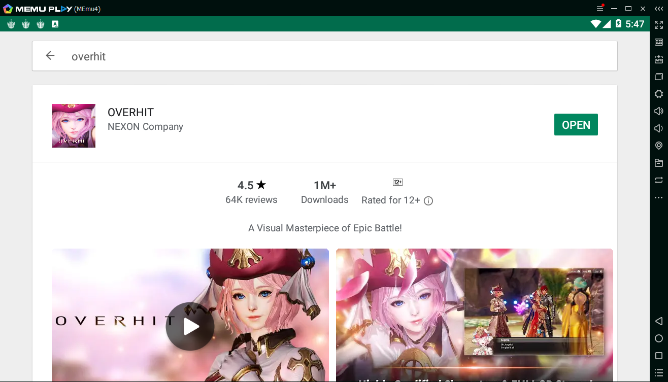 เล่น OVERHIT บนคอมด้วย MEMU