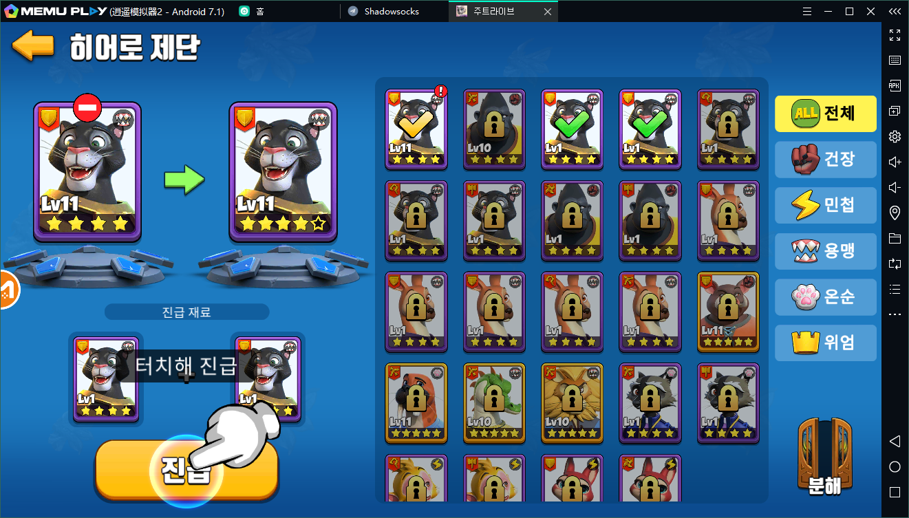 카드형, 주트라이브 등급표 공략