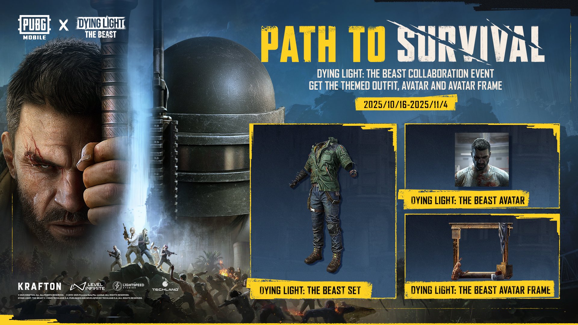 PUBG Mobile x Dying Light: The Beast collab brings the Path to Survival event with themed rewards PC