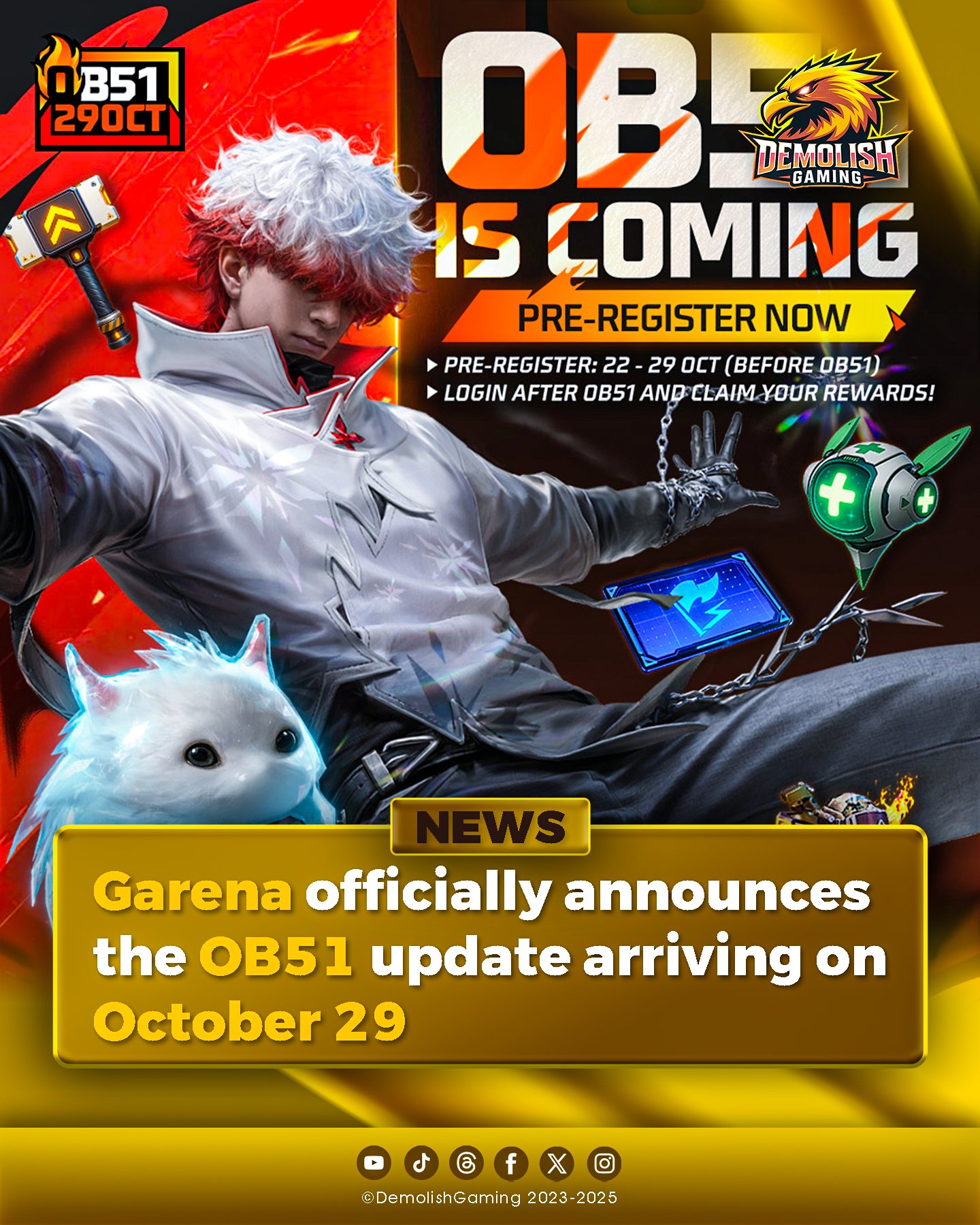 Free Fire OB51 update brings new Character, Flame Arena, new Weapon, various adjustments, and more PC