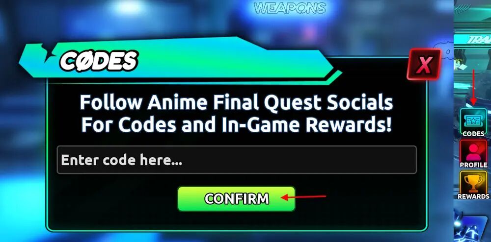 Redeem Anime Final Quest Code