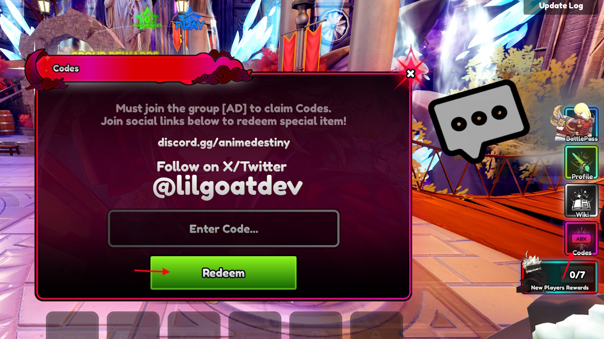 Roblox Anime Destiny redeem codes