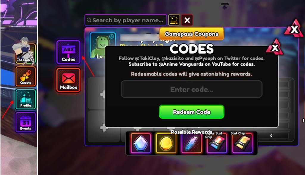 Roblox Anime Vanguards redeem codes