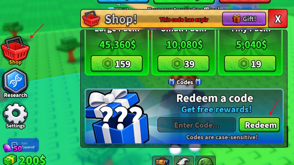 Roblox Mini War redeem codes