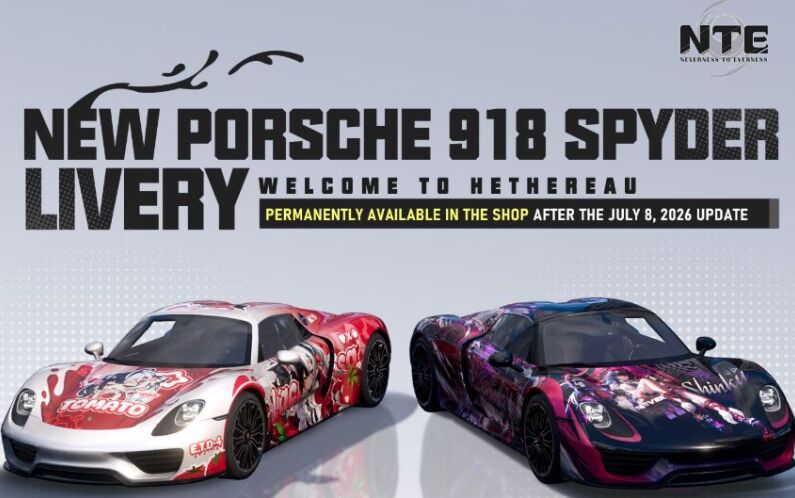 Neverness to Everness Update vom 8. Juli: Porsche 918 Spyder erhält zwei neue limitierte Skins (Tomato Blood & Purple Ruby) PC