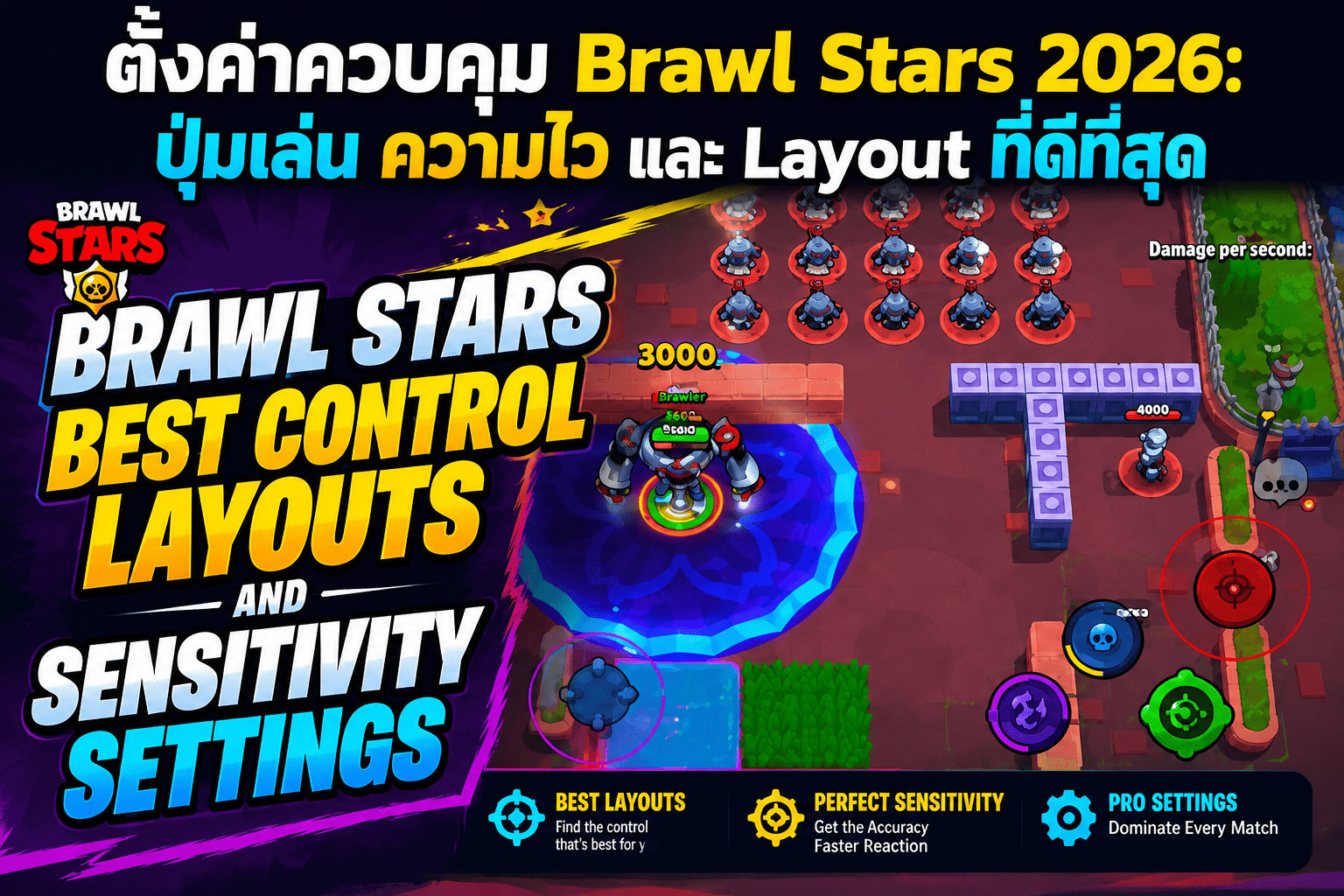 ตั้งค่าควบคุม Brawl Stars 2026: ปุ่มเล่น ความไว และ Layout ที่ดีที่สุด PC