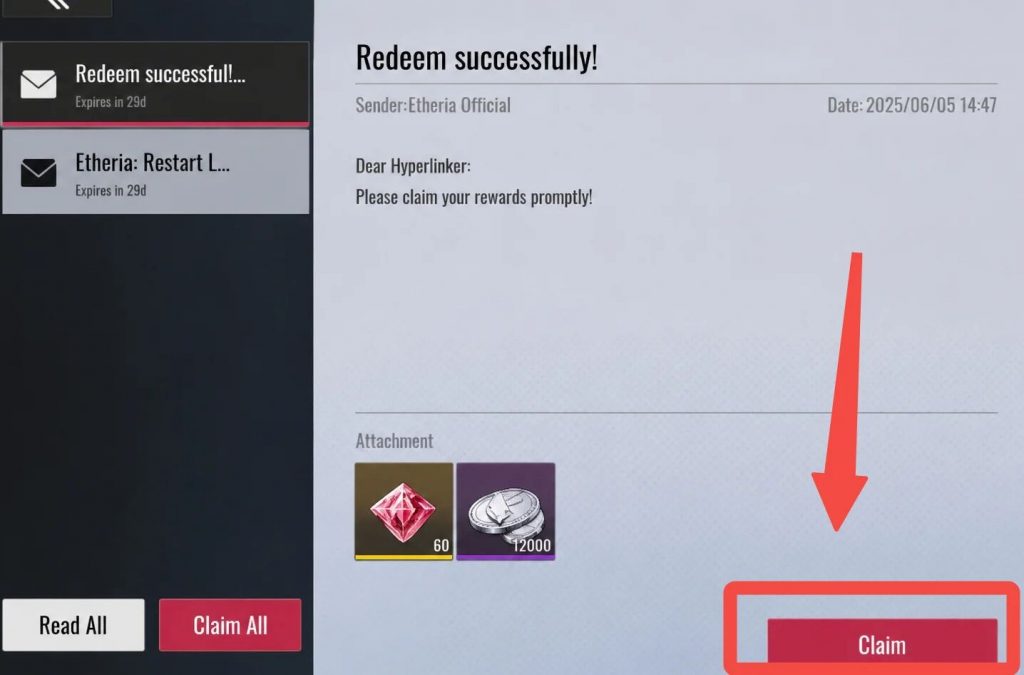 Redeem Etheria Restart Code