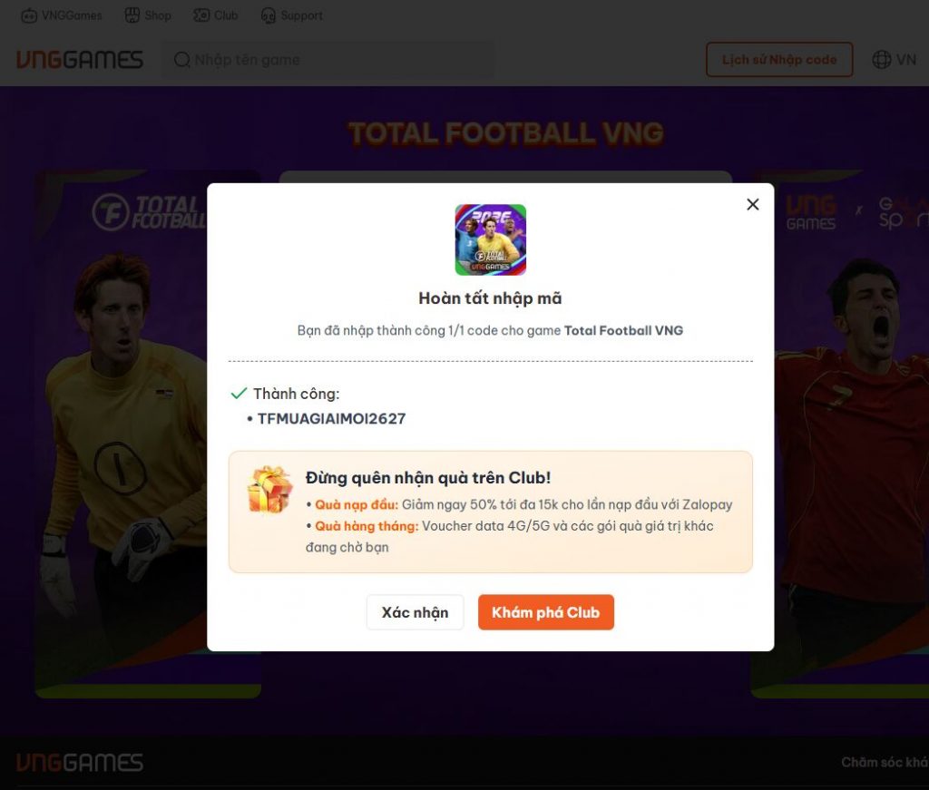Total Football VNG Code